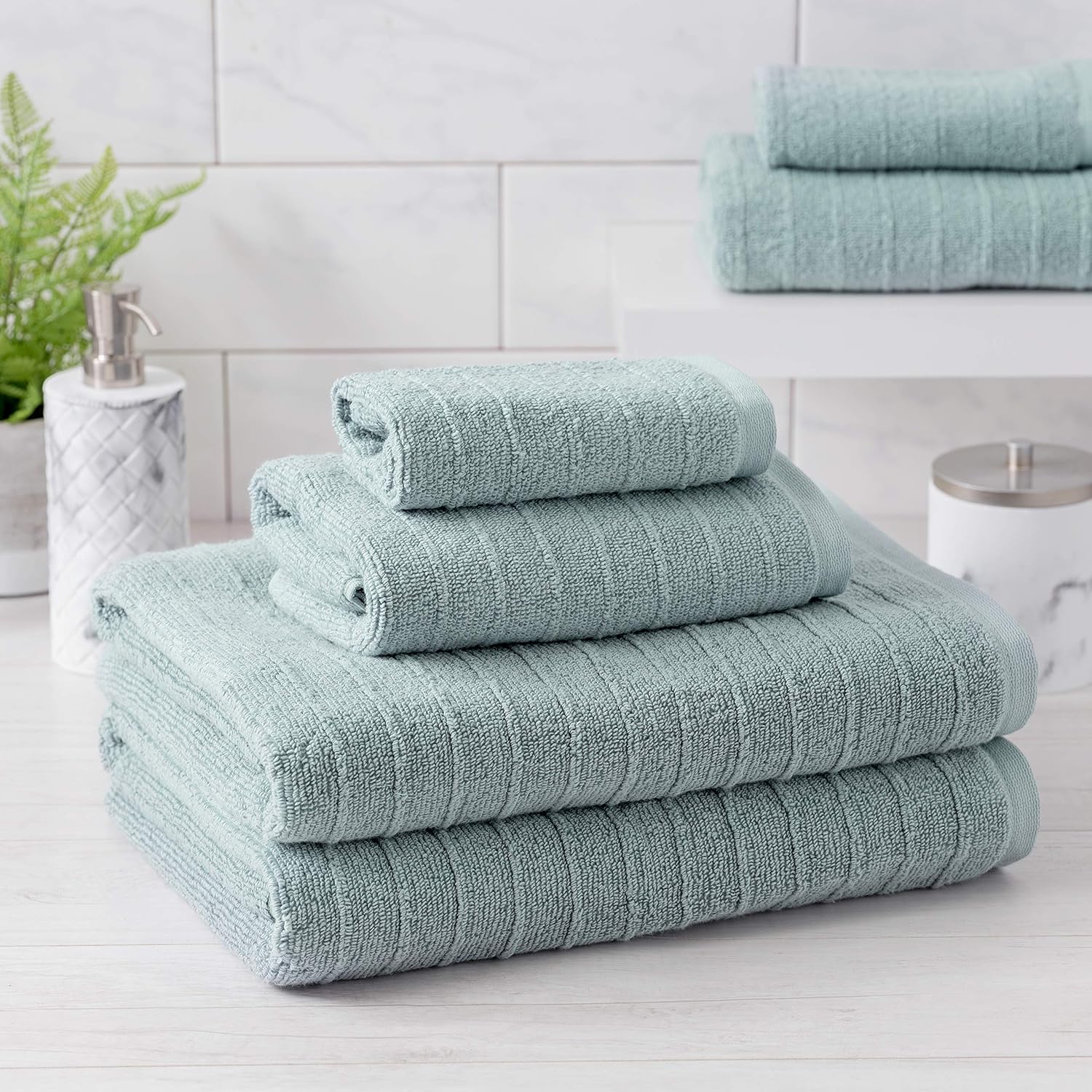 Welhome James 2 Bath Towels 2 Hand Towels 2 Washcloths