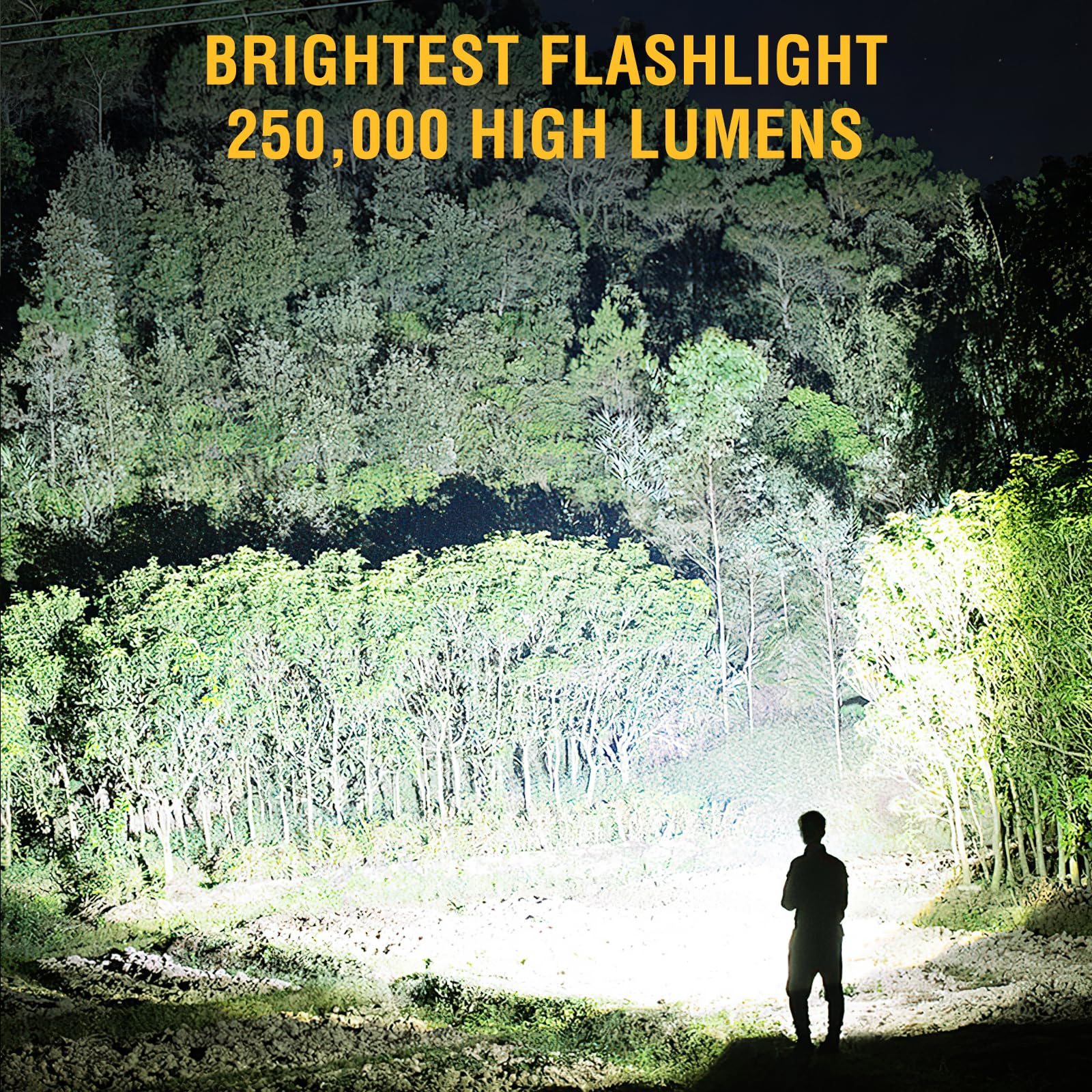 WEEKSUN Torcia LED Ricaricabile USB, 150,000 Lumens Torcia Led Potente Professionale, Torcia LED Potente Professionale, IP67 Impermeabile con 3 Modalità per Campeggio, Escursionismo, Emergenze