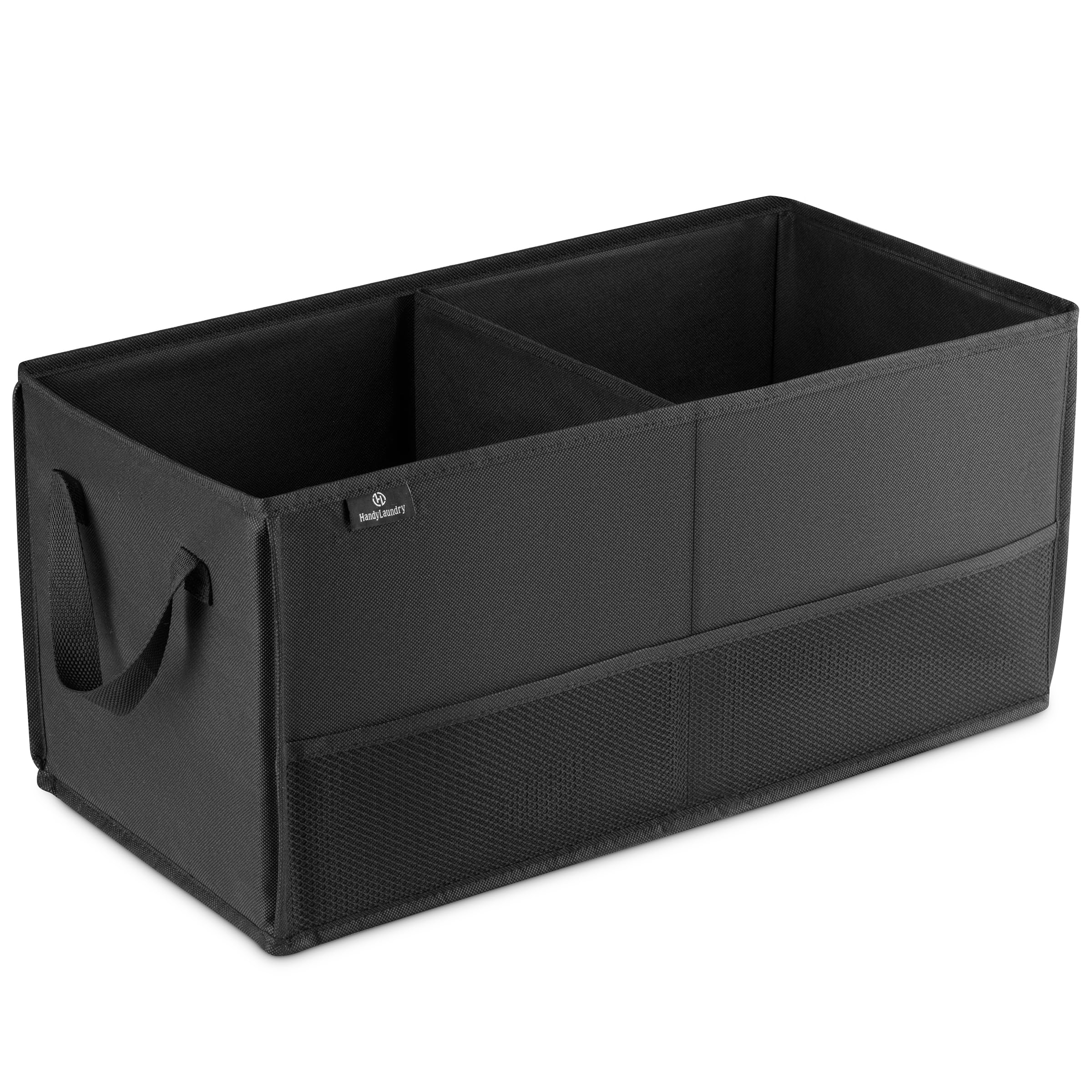 Handy Laundry Fold-Away Car Trunk Organizer – Non-Slip Securing Fasteners – 22 x 10 x 11 Inches – Prevents Shifting and Rolling (Black)