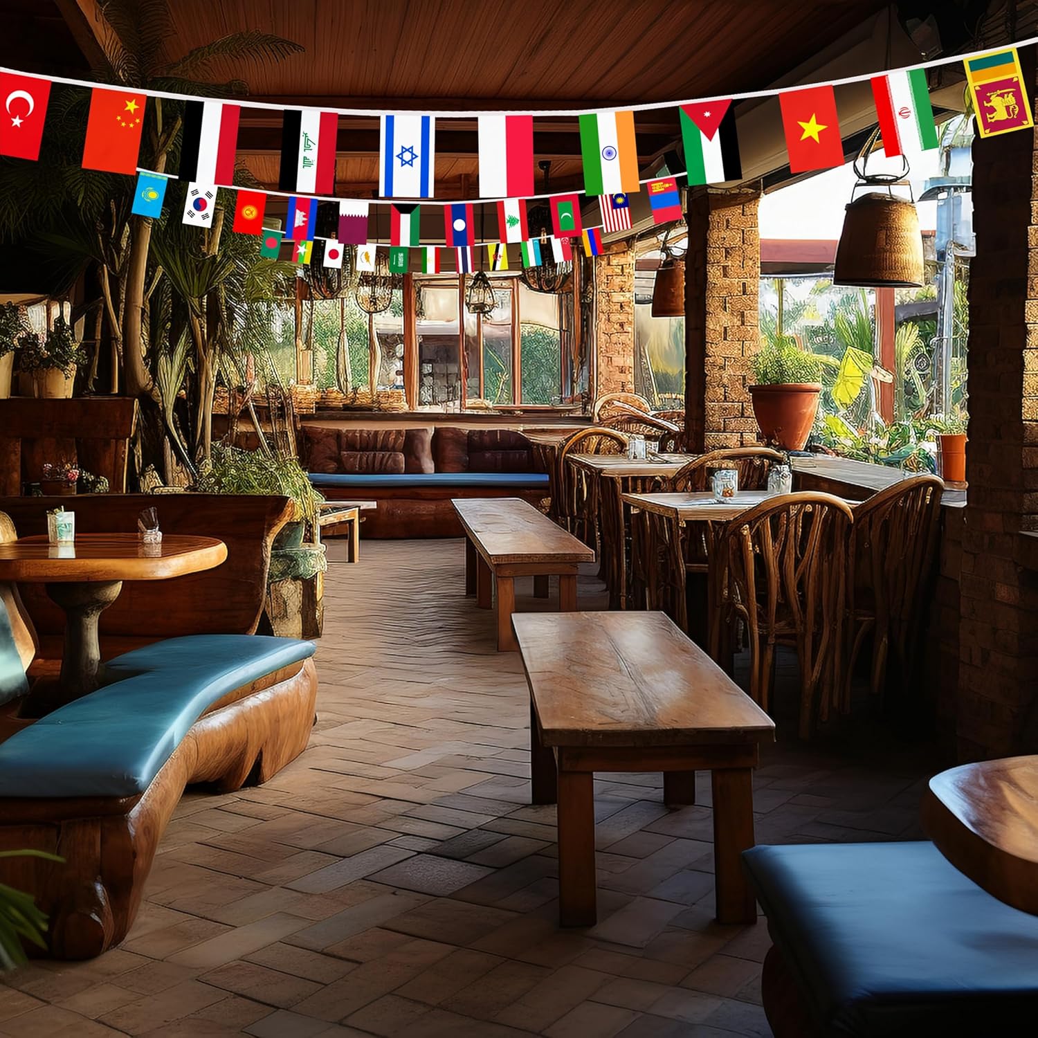 48 Asian Countries Small String Flag, 60 Feet 48 Pcs Asia Nations Pennant Banner Bunting Flags, International Festival, Commemoration, Asian Heritage Month Decor