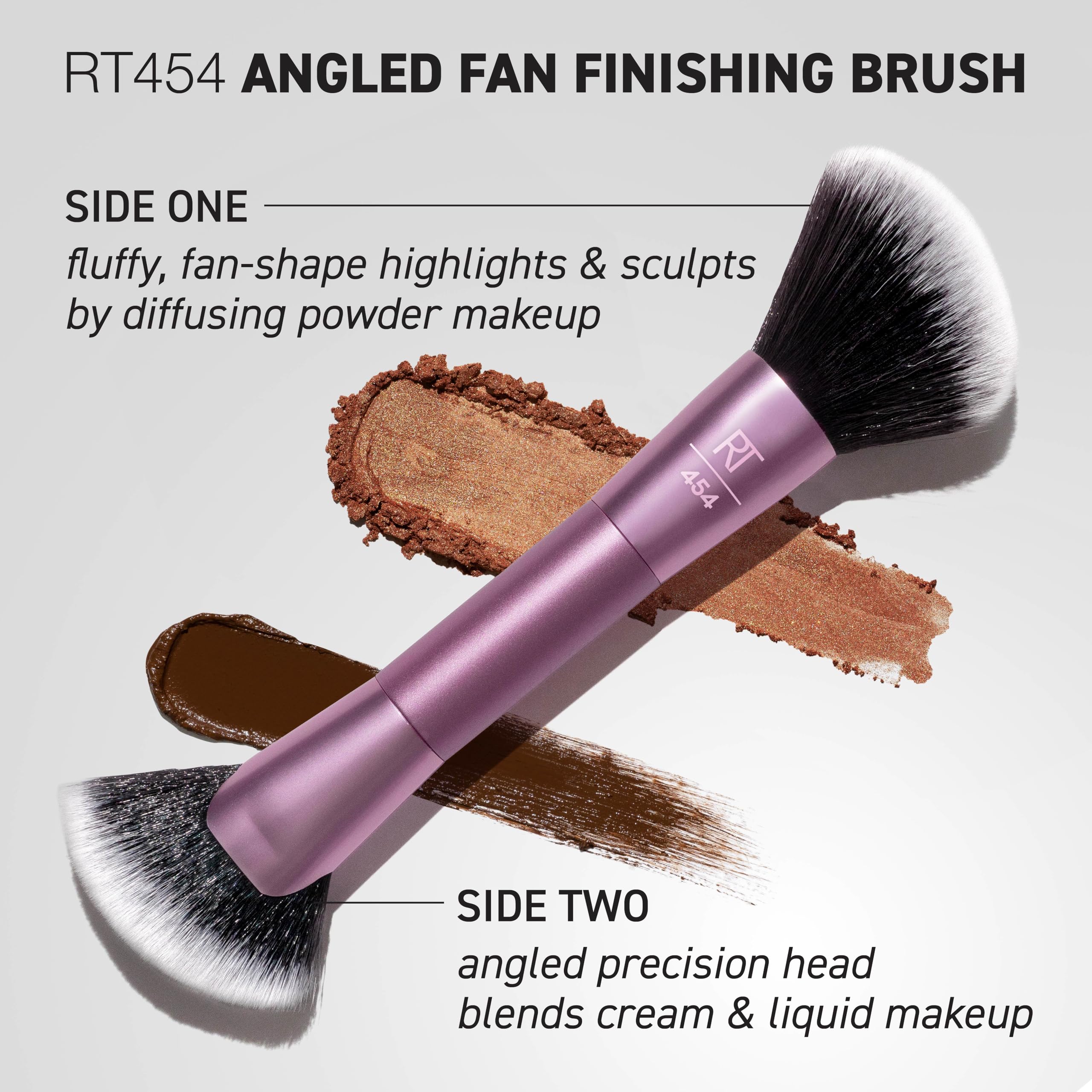 Real Techniques Angled Fan Finishing Brush, Dual-Sided Makeup Tool for Blush Bronzer & Contour - Image 3