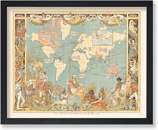 Monem Art Vintage Map Poster - Retro World Map Print - British Empire Map Art - Gift for Teacher, Student, Travel Lover - Perfect Decor for Classroom, Office, Dorm - 8x10 UNFRAMED Wall Art