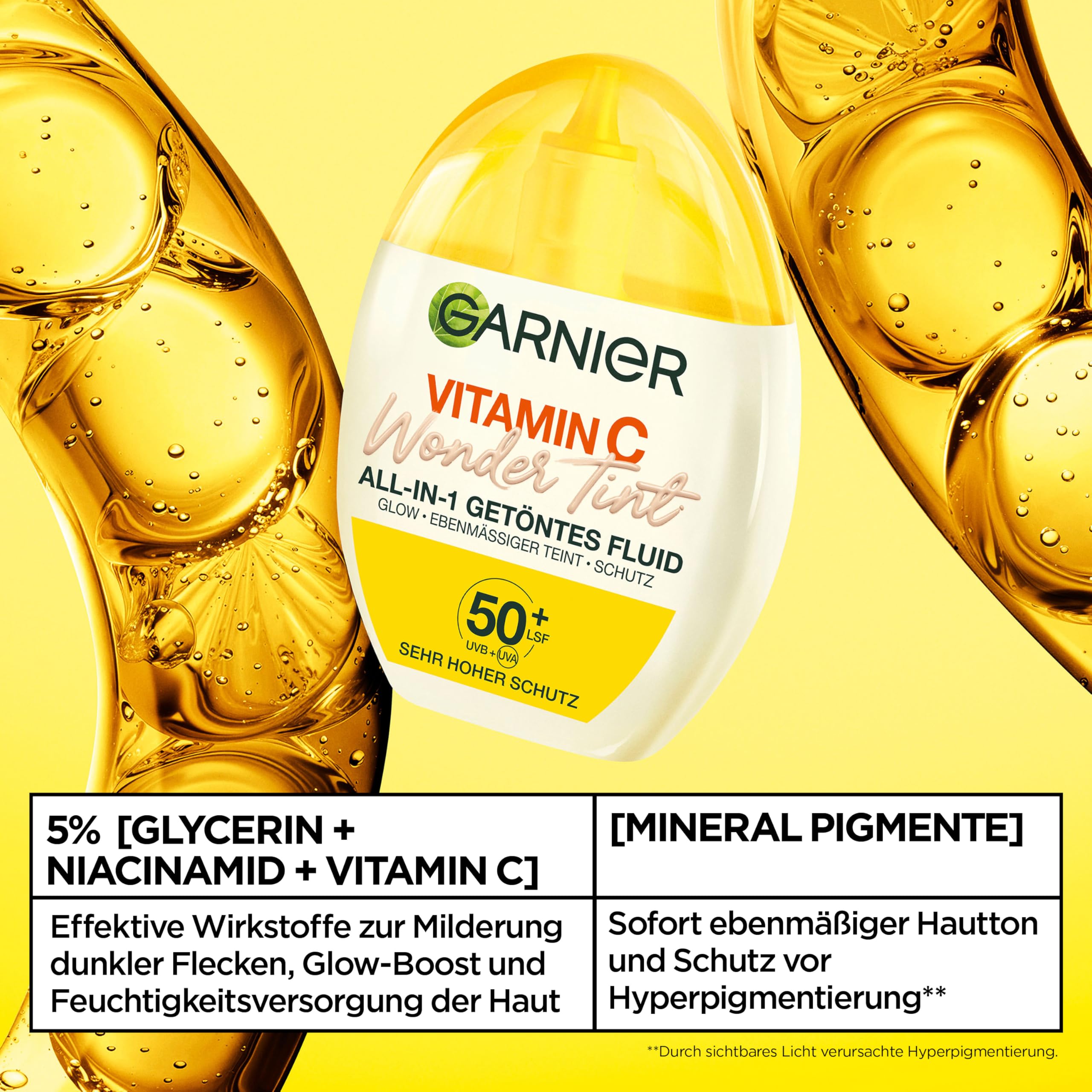 Garnier Vitamin C Anti-Müdigkeits Set – Routine mit Glow Booster Augencreme gegen Augenringe & Wonder Tint Getöntem Fluid Hell LSF 50+ – Pflegeset für eine wache Augenpartie & strahlenden Teint