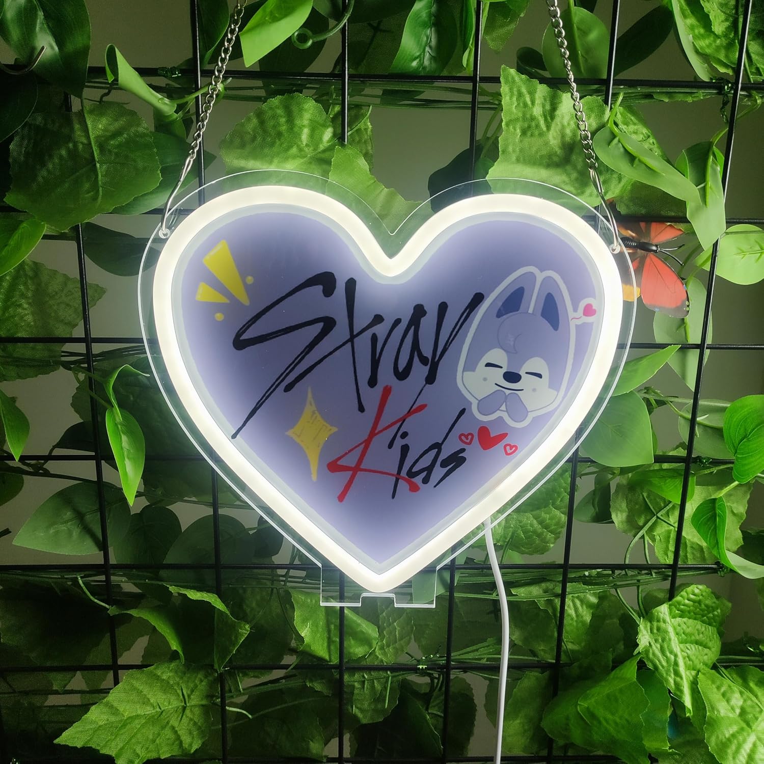 SKZ LED Neon Style Wall Light – Stay Fan Room Decor Lamp – SKZOO Inspired Display Light for Album & Lightstick Showcase – 2-in-1 Desktop & Wall Mounted, Dimmable USB Powered – Stray Merch