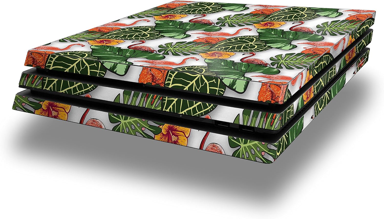 Vinyl Decal Skin Wrap Compatible with Sony PlayStation 4 Pro Console Famingos and Flowers White