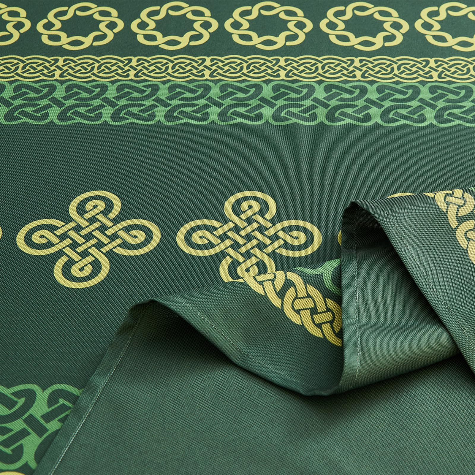 WAITER TREE Tovaglia rettangolare in lino con stampa a nodi, resistente all'acqua e alle pieghe, lavabile, decorativa, San Patrizio, festa di Natale, feste, verde, 140 × 180 cm