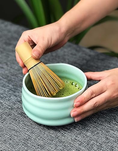 Vista 3 de Tazón de cerámica matcha, taza de té verde japonesa hecha a mano, tazón de batidor de matcha para ceremonia Chawan 16.9 fl oz 17oz