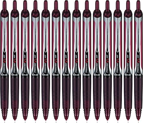 Pilot Precise V5RT 13299 - Bolígrafos retráctiles, punta extrafina, burdeos, 14 unidades (13299)