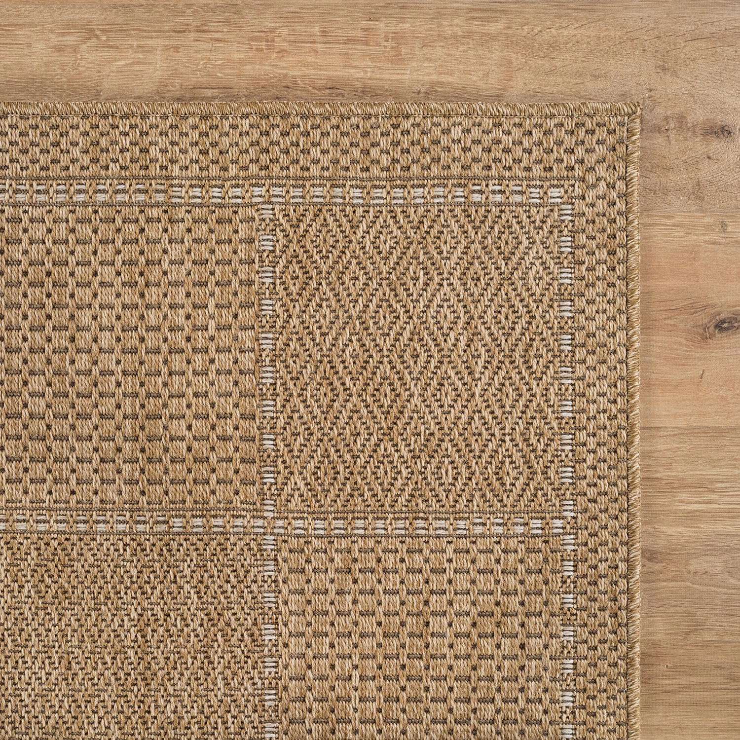 Beverly Rug Easy Jute Checkered Squared Rug 5x7 Washable Durable Indoor Outdoor Area Rugs for Living Dining Room Patio Office Stain Resistant Non Shedding Casual Indoor Outside Carpet 5 x 7 Natural