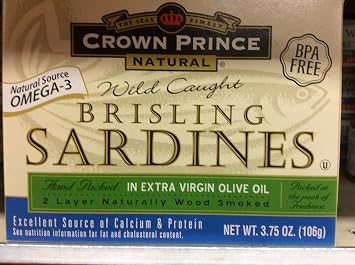 Crown Prince Natural Wild Caught Brisling Sardines in Extra Virgin Olive Oil Pack of 3