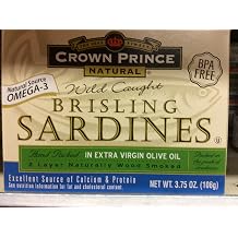 Crown Prince Natural Wild Caught Brisling Sardines in Extra Virgin Olive Oil Pack of 3