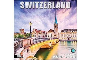 Monthly 2025 Switzerland Calendar by Red Ember | Nature & Travel
