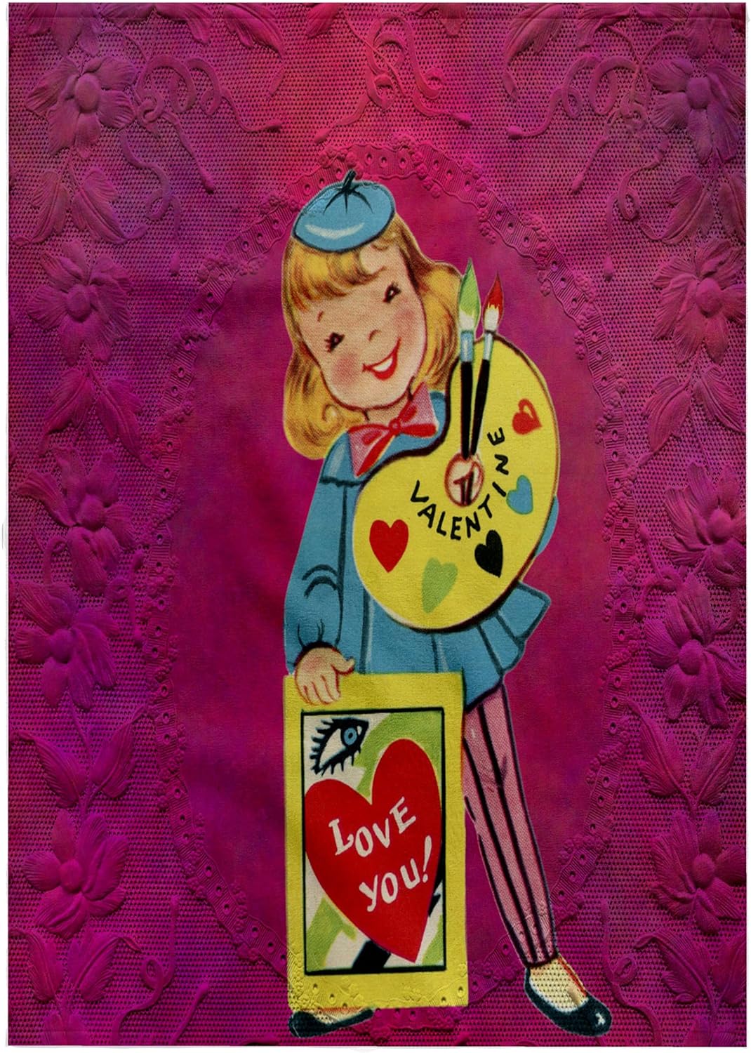 3dRose Vintage Artist Valentine 22x30 Bath Hand Pool Towel