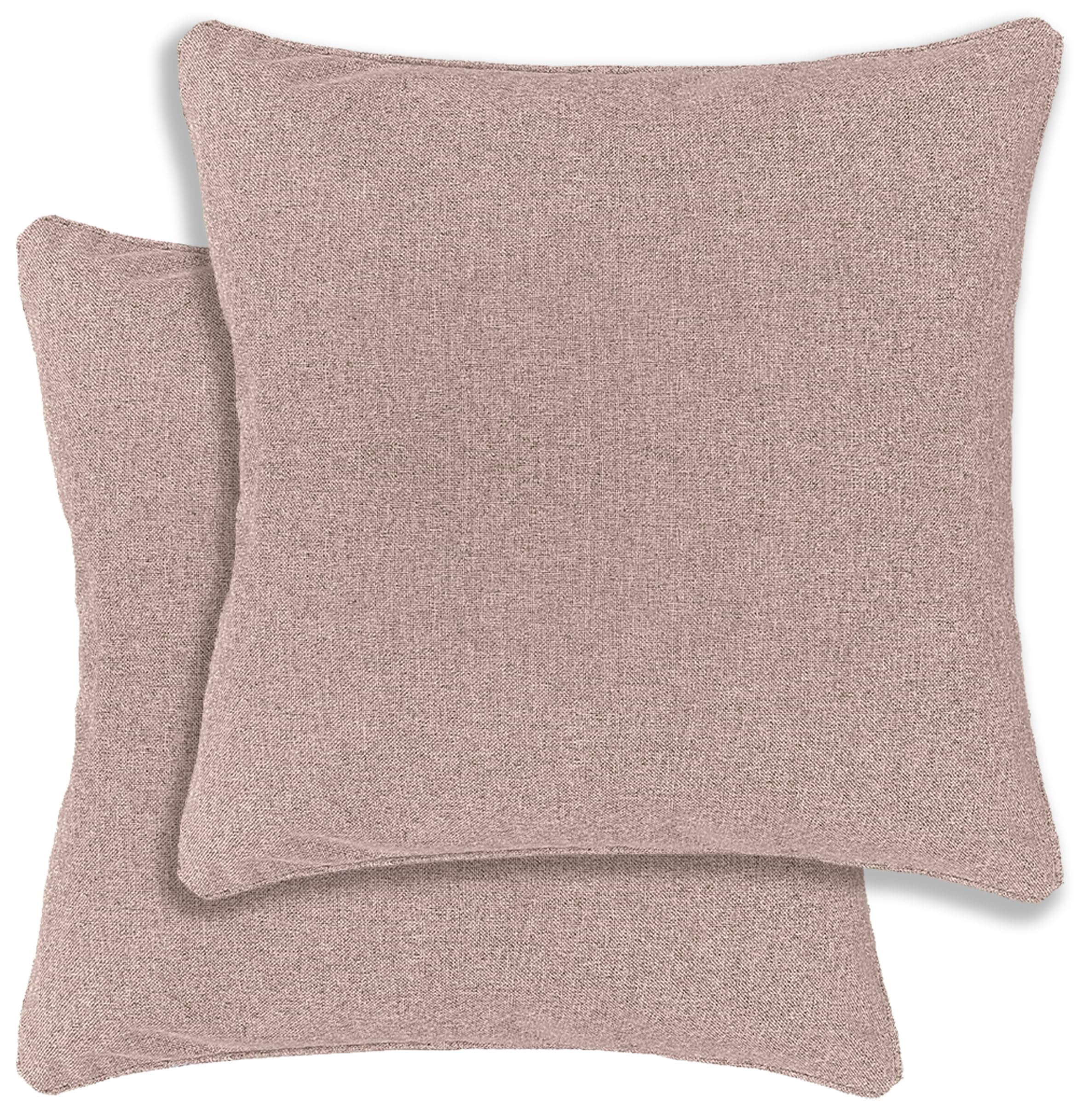 Enhanced Living Grey/Green/Blue Austin/Dallas Textured Pair Of Double Sided Zip Opening Piped Edge Cushion Covers - 43X43cm - Cases Only - Blush