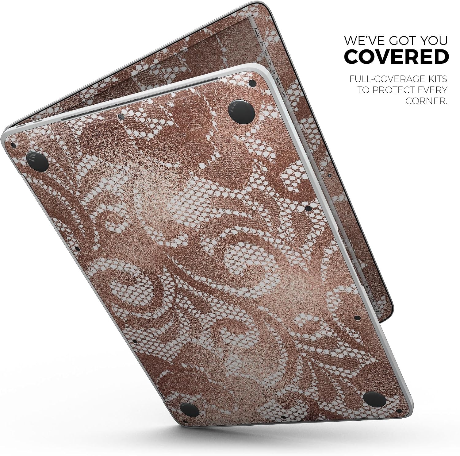 DesignSkinz - Compatible with Pro 13" M1/M2 (A2338) - Skin Decal Protective Scratch Resistant Vinyl Wrap - Rose Gold Lace Pattern 14