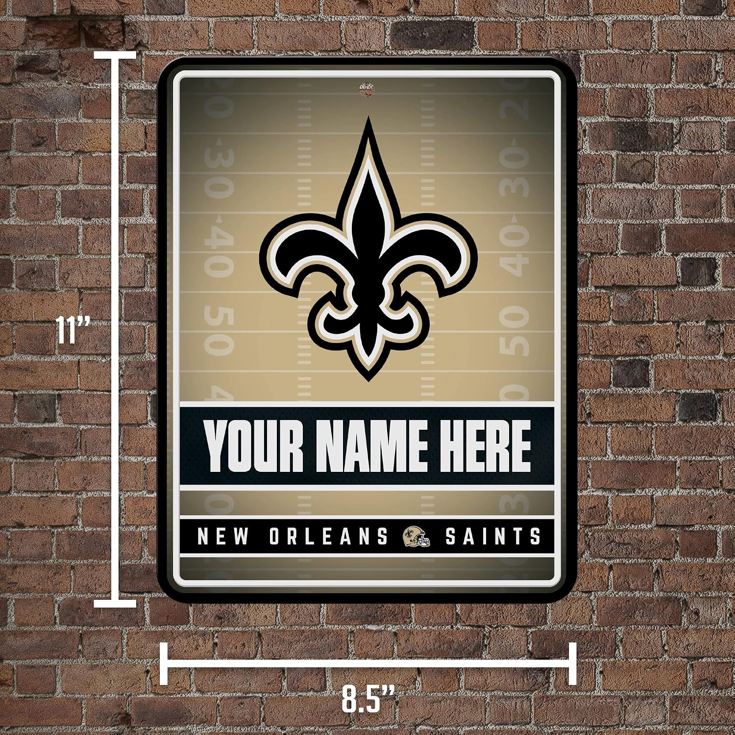 Rico Industries NFL Personalized Metal Parking Sign Personalized/Custom Metal 8.5" x 11" Parking Sign - Home Décor - Indoor/Outdoor - Great Gift for Men, Women, & Fans