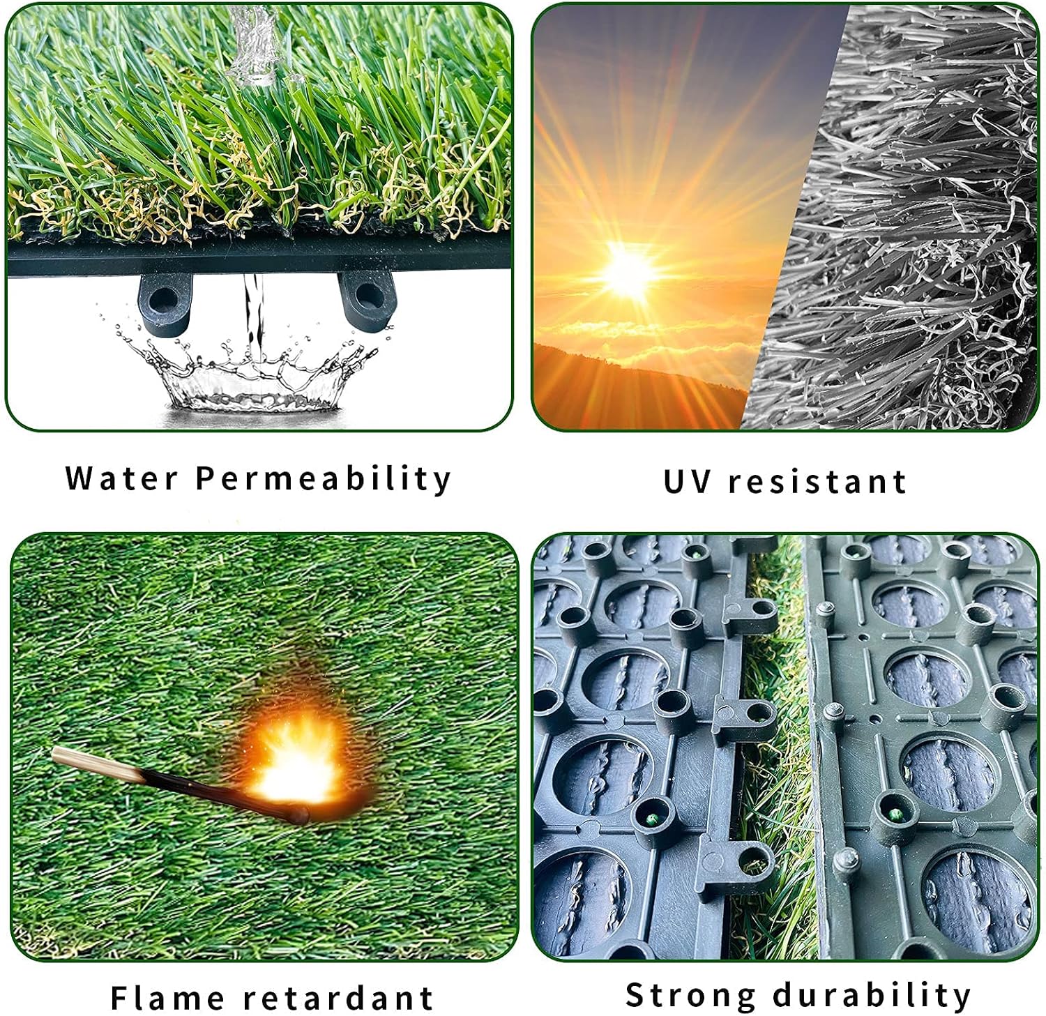 LVBAO 12" x 12" 6 Pack 1.2 in Grass Height Artificial Grass Turf Tiles with Interlocking Self-draining Grass Tiles for Indoor Outdoor Patio Garden Backyard Dog Grass Pee Pads : Patio, Lawn & Garden