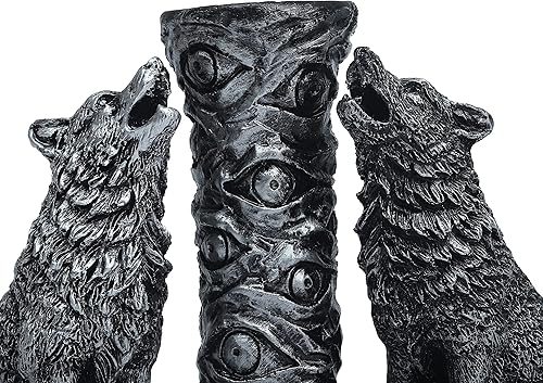 Miniatura 6 de Estatuilla de dos lobos plateados, estatua de lobo aullador, soporte de bola de soporte de base de esfera para bola de cristal, pedestal, soporte de