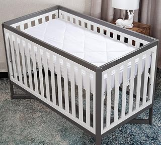 Crib Down Alternative Mattress Pad - 100% Cotton, 300 Thread Count Shell - Fitted, Breathable Baby Mattress Cover - (Crib) 52x28