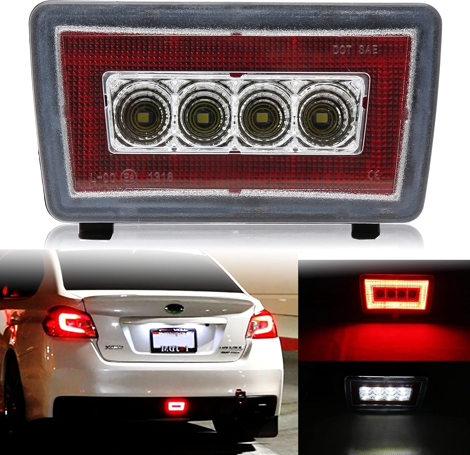 Smoked LED Tail Rear Fog Light Kit For Subaru 2011-2021 Impreza WRX STi, 2013-2017 Subaru XV Crosstrek 3-In-1 as Tail Lamp, Brake Lamp, Back Up Reverse Lights
