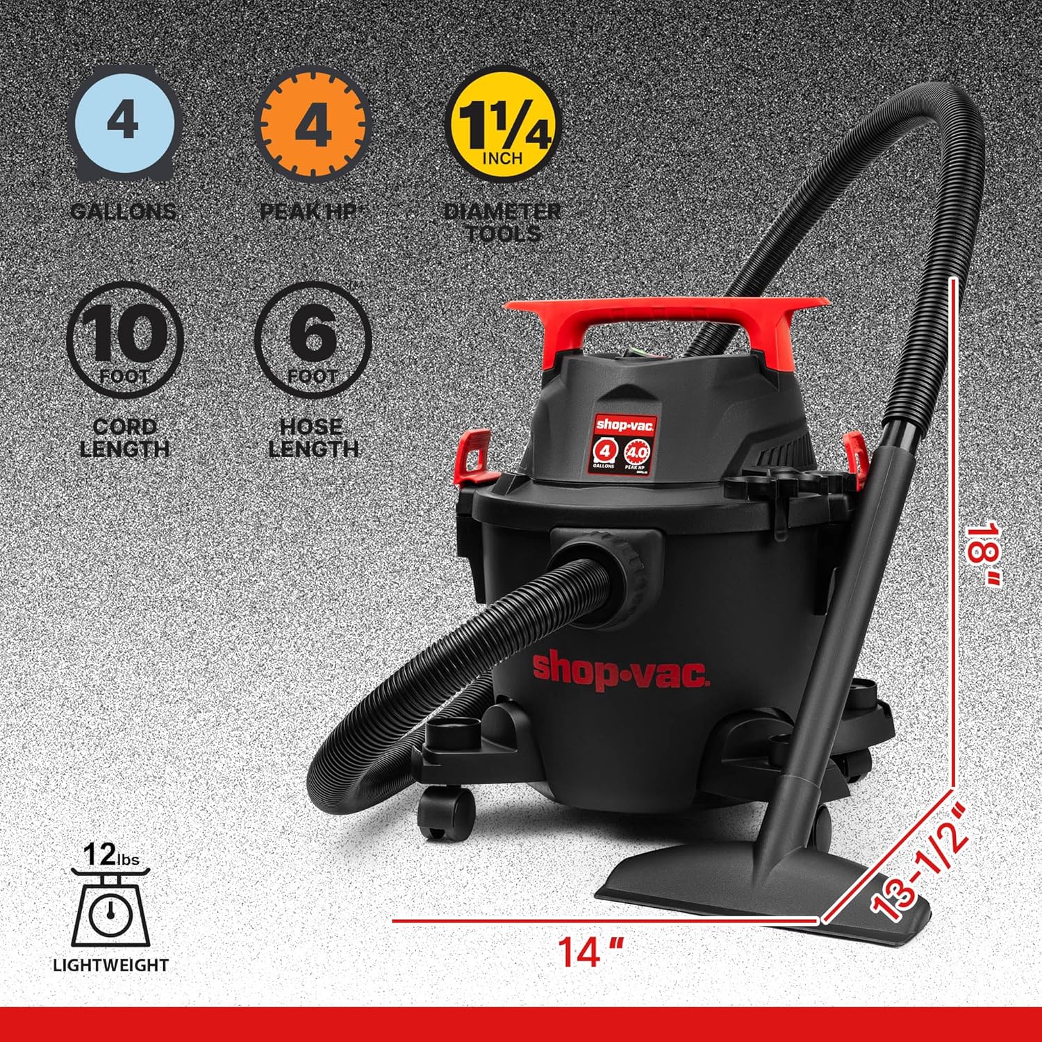 Conquer Messes with the Shop-Vac 4 Gallon Wet/Dry Vacuum: A Must-Have For Home and Jobsite!