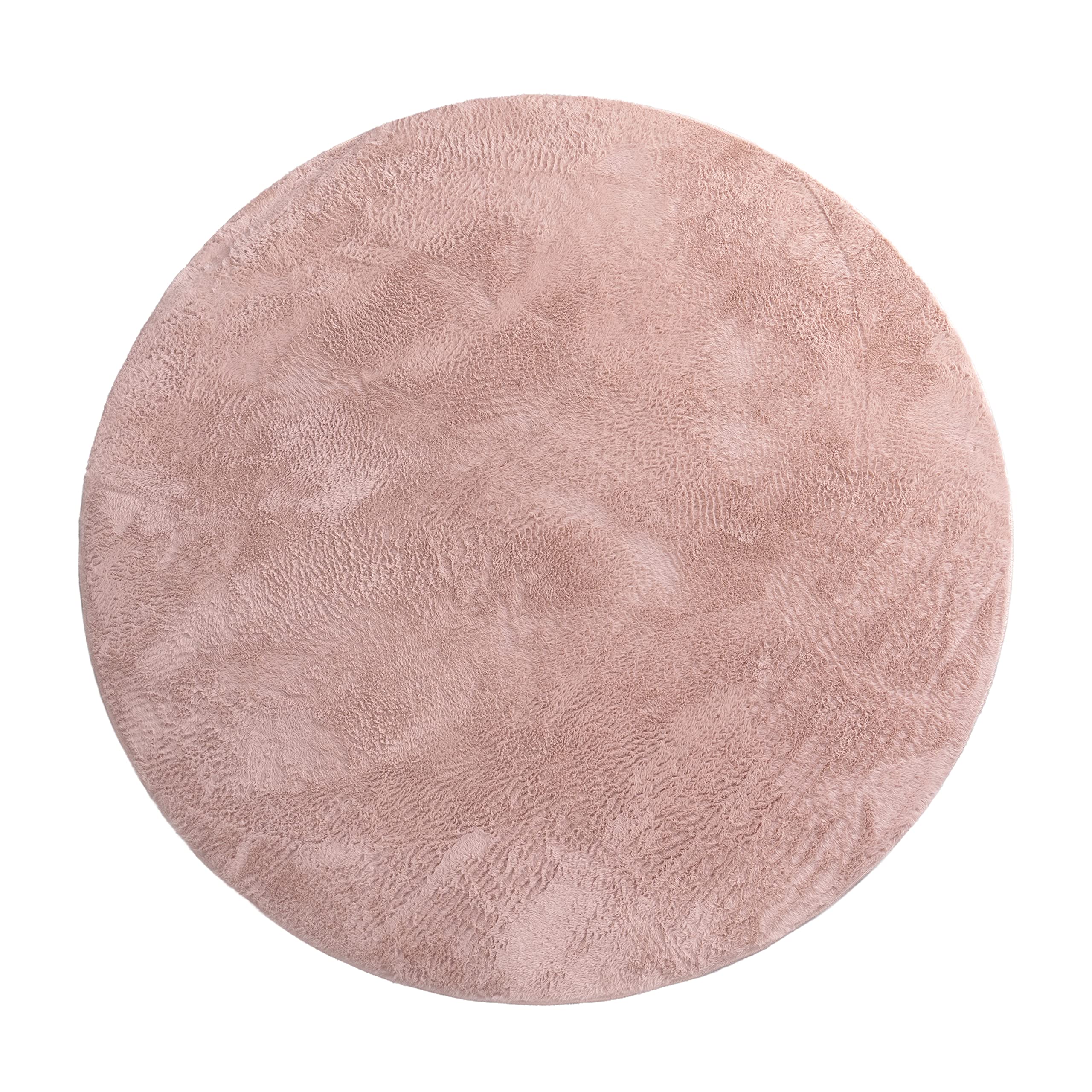 Paco Home Alfombra Salon De Habitacion Pelo Largo Se Puede Suave Felpa Rosa, tamaño:Ø 120 cm Redondo
