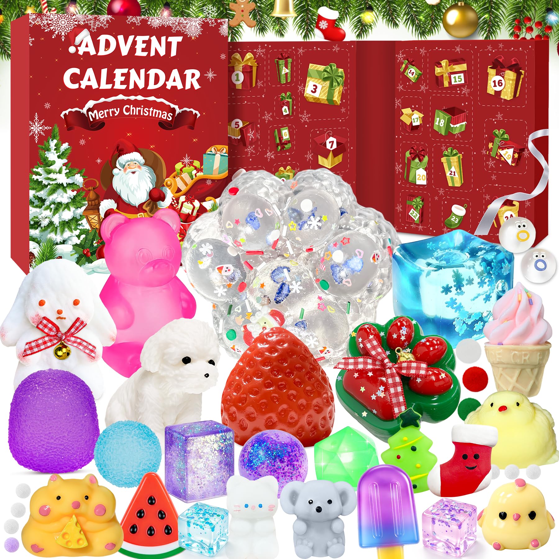 Squishy Advent Calendar 2026, Fidget Christmas Countdown Calendar, 24 Days of Surprises S…