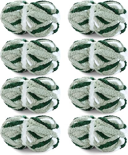 Vista 31 de HOMBYS Paquete de 8 hilos gruesos gigantes para tejer a ganchillo, hilo súper voluminoso, grande, suave y esponjoso, hilo de felpilla suave y difuso