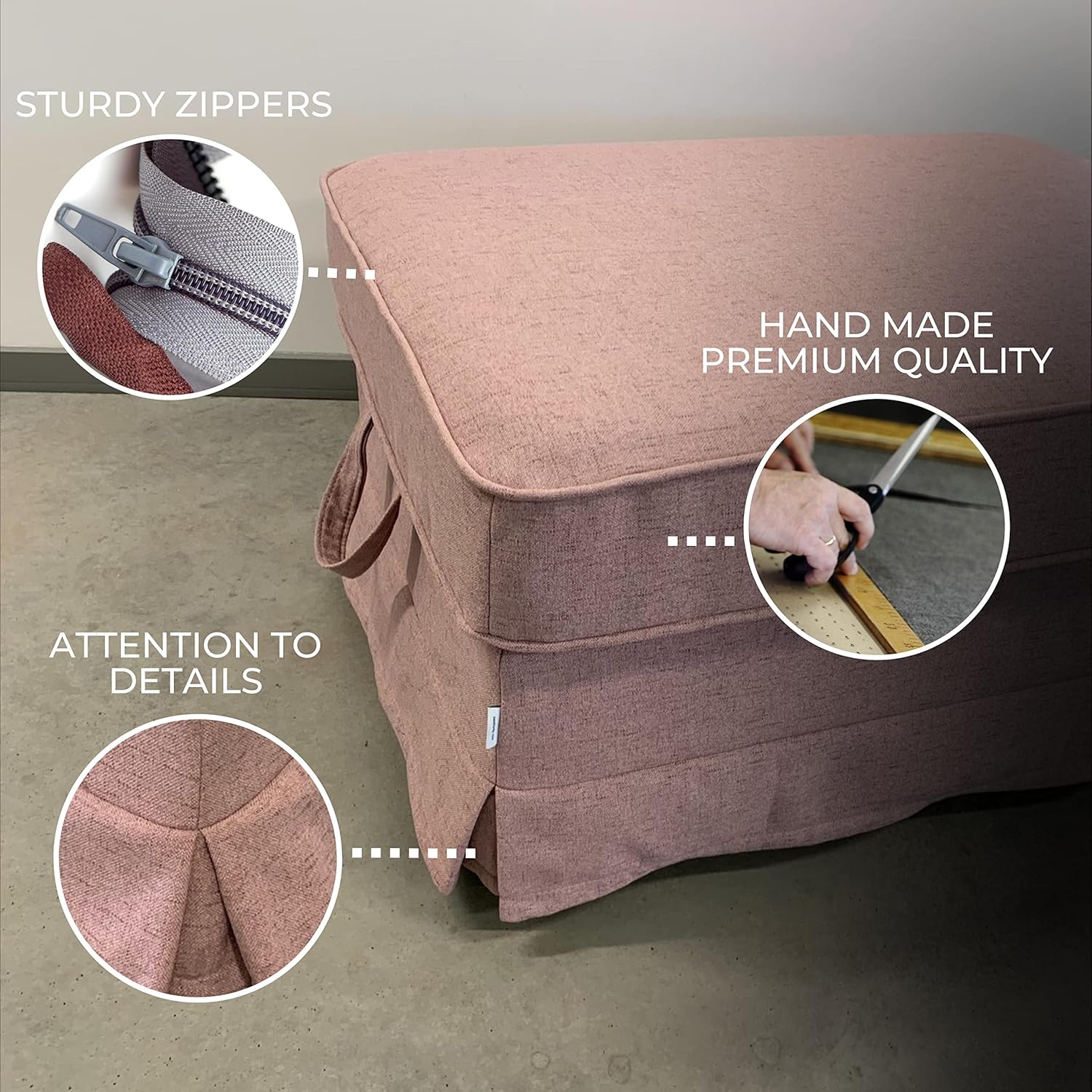 comfortly | Cover for Ektorp Footstool, Replacement Slipcover, Heavy Duty 2 pcs Cover, Pets and Stain Proof Durable Nano-Tech Fabric, Easy to Clean & Replace (Cashmere Blends - Beige)