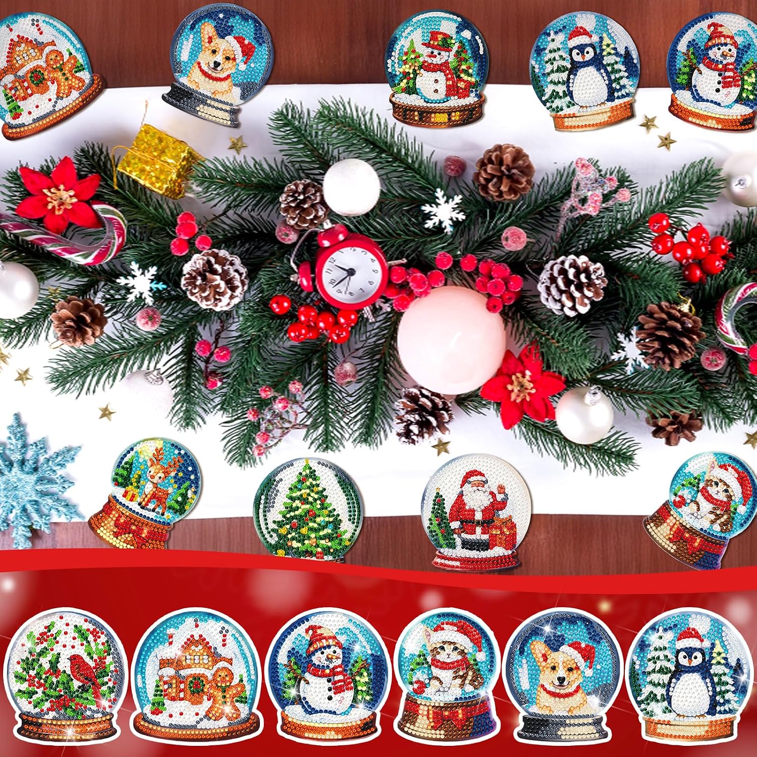 FairySandy 10 Pcs Christmas Crystal Diamond Ball Painting Art Coasters image 4