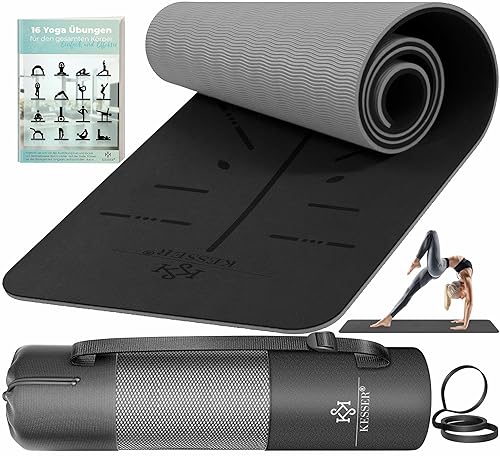 KESSER® Gymnastikmatte mit Tragegurt rutschfest TPE Yogamatte Gepolstert & rutschfest