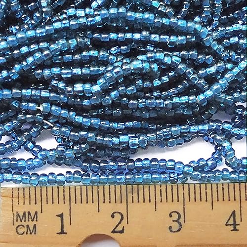 Miniatura 2 de Cuentas de semillas 10/0 checa verde azulado azul verde forrado plata vidrio Rocailles (paquete de una madeja)