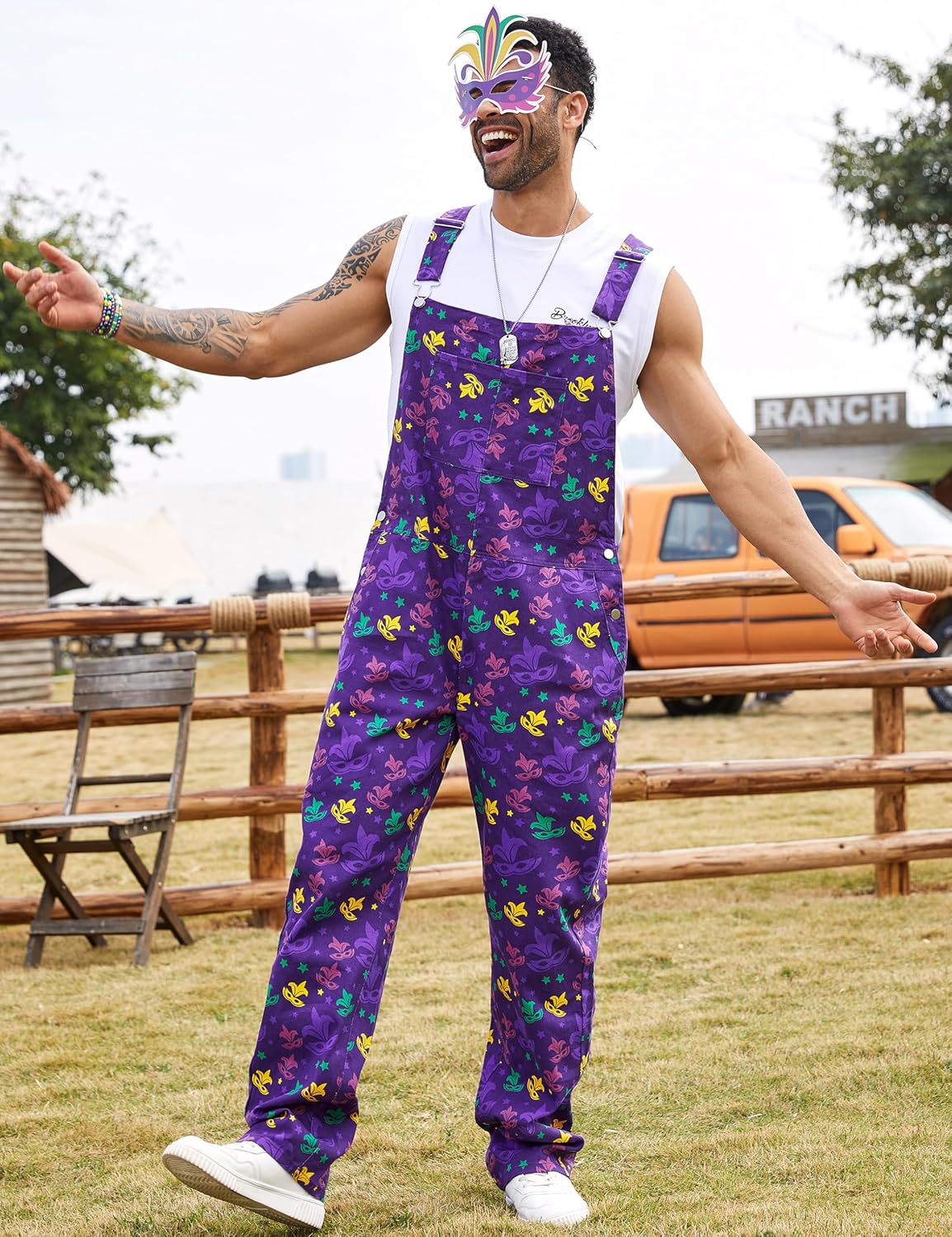 Overalls for Men Work Bibs Coveralls Printed Jumpsuits Festival Outfits Overol Para Hombre Holiday Gifts