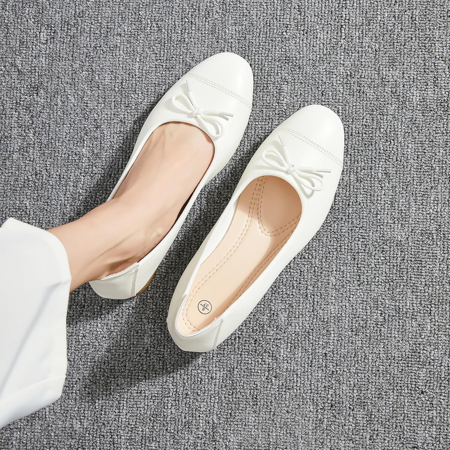 hash bubbie Women's Flats Shoes Black Ballet Flats Foldable PU Leather Comfortable Slip-On Dress Shoes with Bow - Image 6