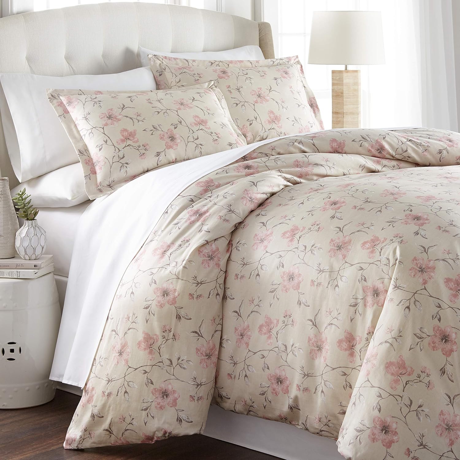 Southshore Fine Living, Inc. Mystic Garden Collection - 300 TC 100% Cotton Duvet Cover Set 3-Piece, Full / Queen, Oatmeal