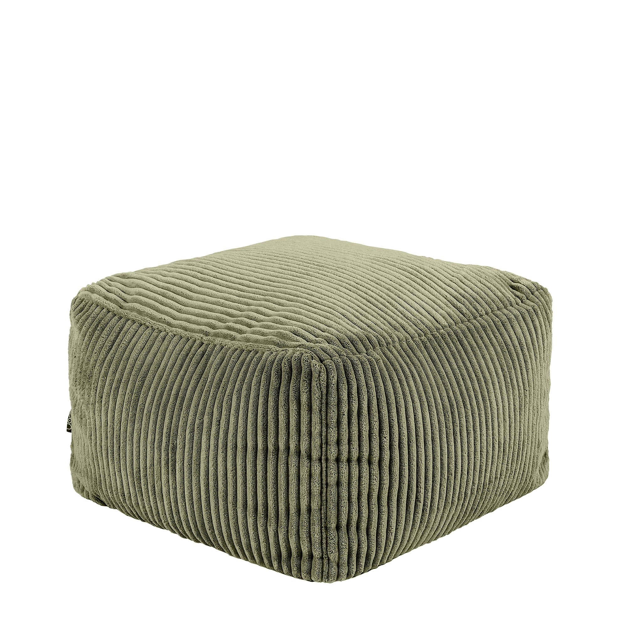 icon Amara Cord Bean Bag Footstool, Sage Green, Pouffe Footstool with Filling Included, Footrest, Bedroom, Living Room, Living Room Furniture