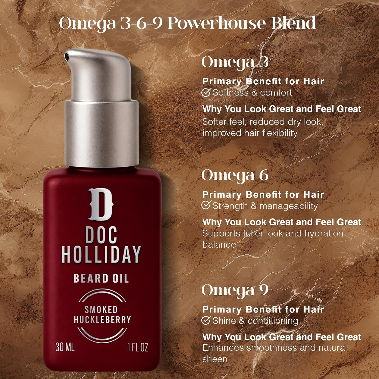 DOC HOLLIDAY Beard Oil - Smoked Huckleberry | Lightweight, Non-Greasy Beard Oil | Promotes Growth, Tames, Softens & Conditions Beard with Arizona-Native Botanicals | Biotin | Paraben-Free | 30ml