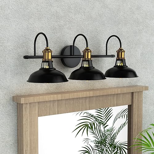 Miniatura 5 de Aplique de pared negro mate de 3 luces lámpara de montaje en pared vintage lámpara de pared industrial lámpara de tocador de baño moderna regulable