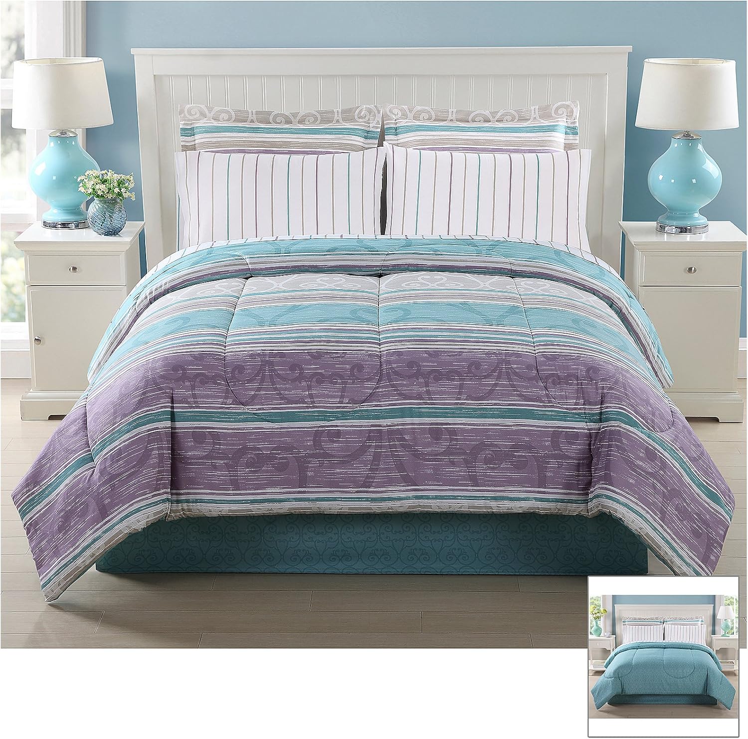 Living Quarters Stripe 8pc. Comforter Set Home & Kitchen