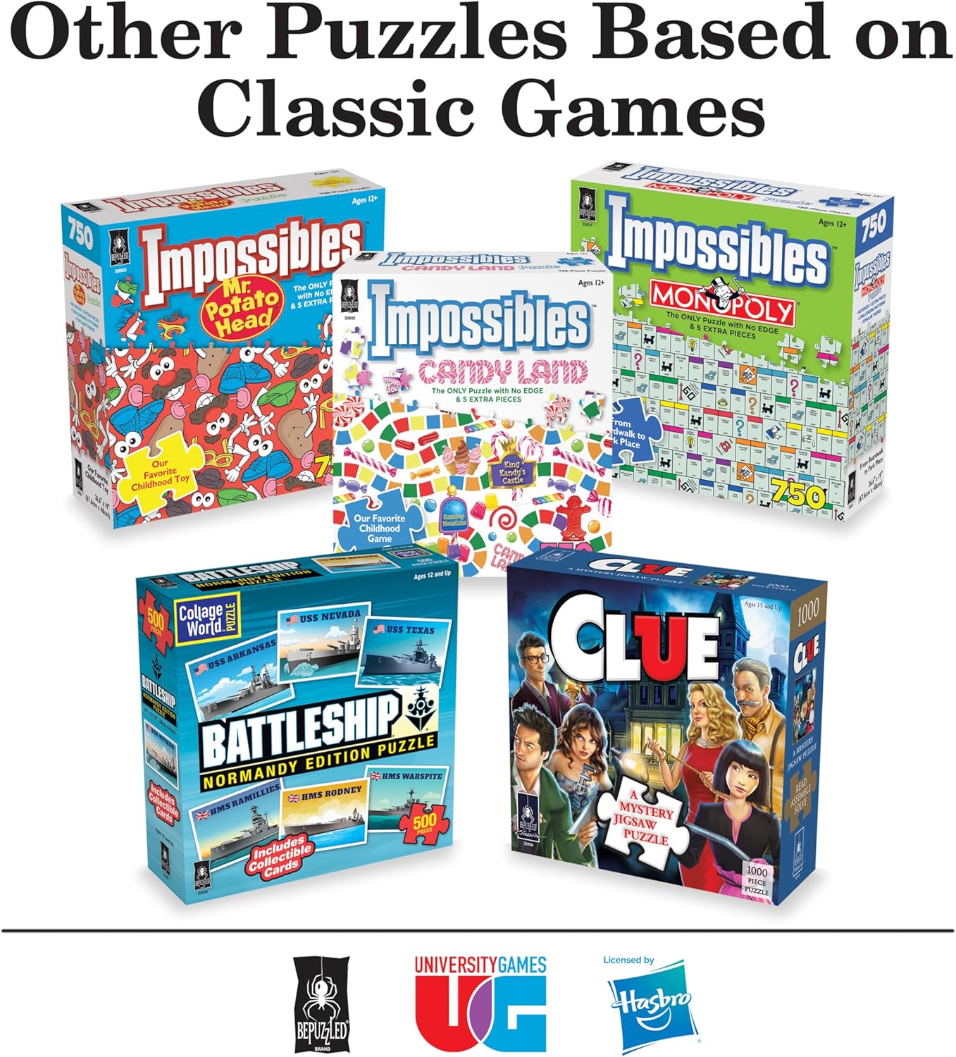 BePuzzled, Battleship Collage World Puzzle Based on The Classic Hasbro Game, with Collectible Battleship Cards for Puzzlers Ages 8 and Up
