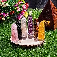 Vista 5 de Healing Crystal Wand Set of 6 Orgonite Includes 3 Amethyst Crystal, Tigers Eye, Rose Quartz, Black Tourmaline Stone, Citrine and Clear Quartz