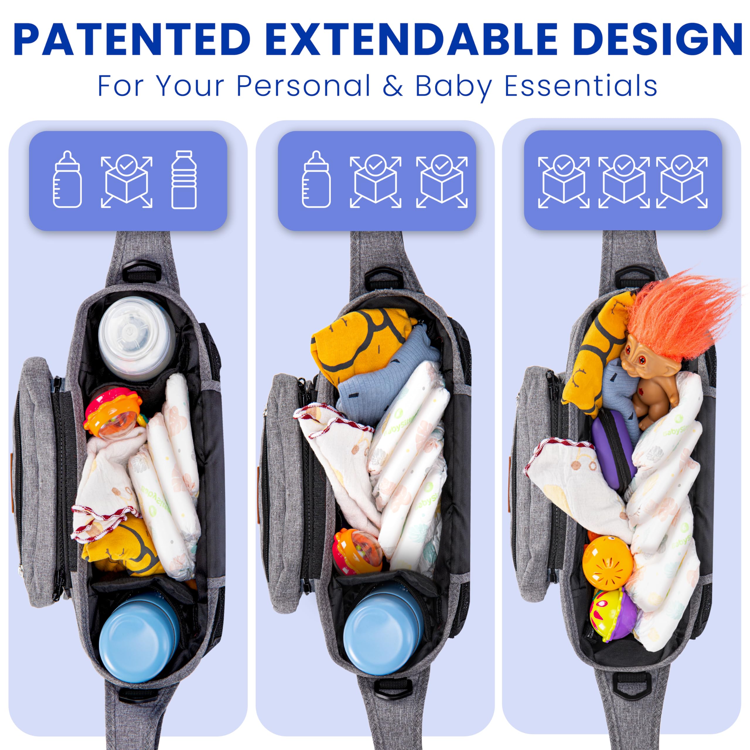 PILLANI Stroller Organizer, Universal Stroller Caddy with Cup Holder & Phone Bag, Stroller