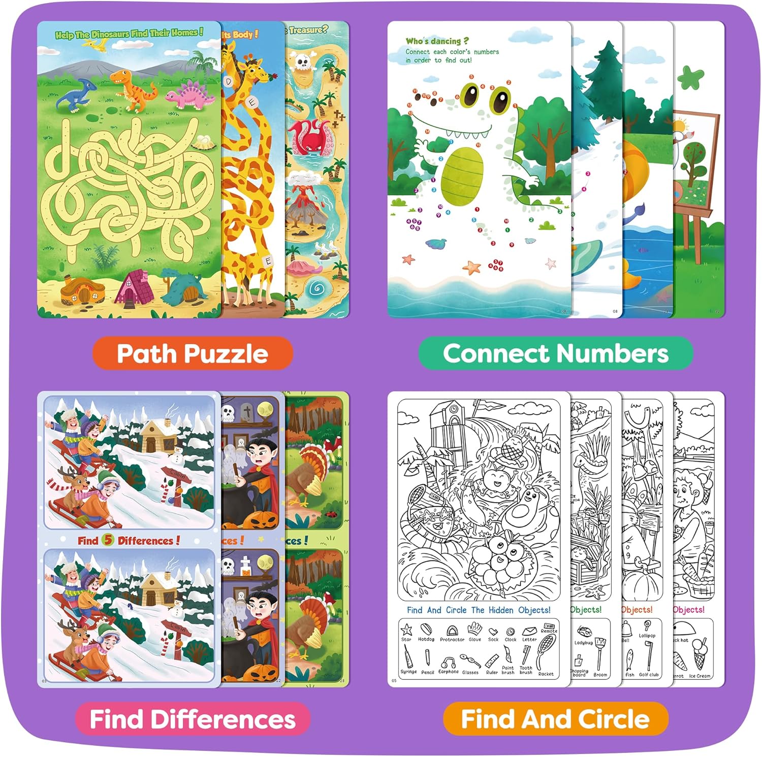 Torlam Busy Book Travel Toys for Kids,Quiet Busy Board Learning Activities for Fine Motor Skills, Montessori Toys Boy Girl Birthday Gifts,Preschool Sensory Book Travel Games for Airplane Car Road Trip