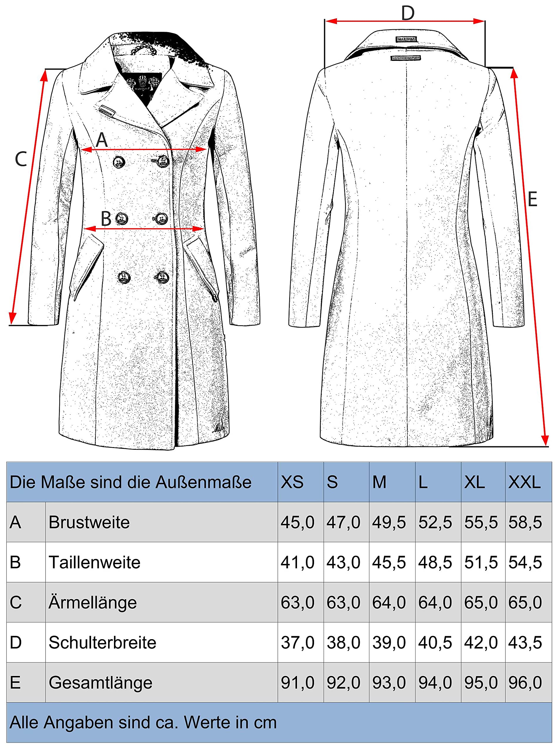 MARIKOO Nanakoo damski płaszcz wełniany, długi trencz z odwróconym kołnierzem, XS-XXL