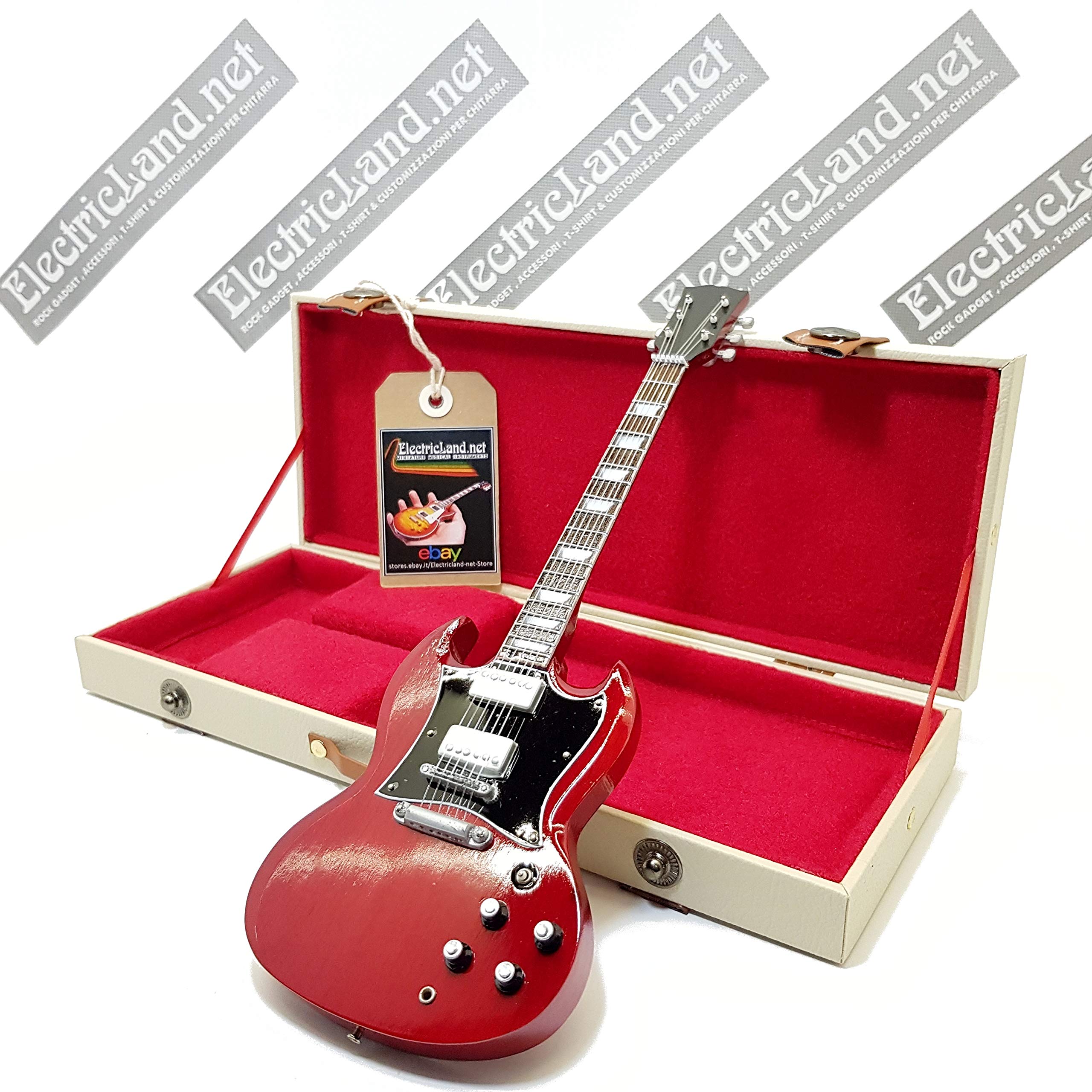 Mini guitar Angus Young AC/DC sg model + boîtier miniature à échelle 1:4 guitare miniature avec étui de collection music gadget rock ac-dc