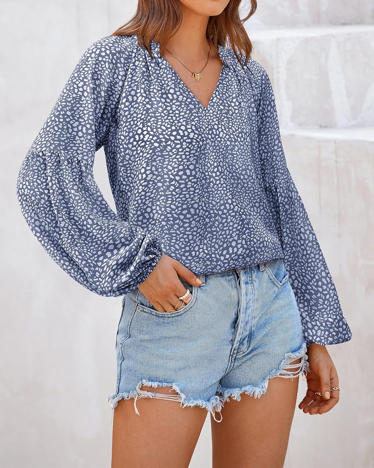 BTFBM Blouses for Women Dressy Casual Floral Summer Boho Tops V Neck Lightweight Long Sleeve Shirts Spring Clothes 2026 - Image 4