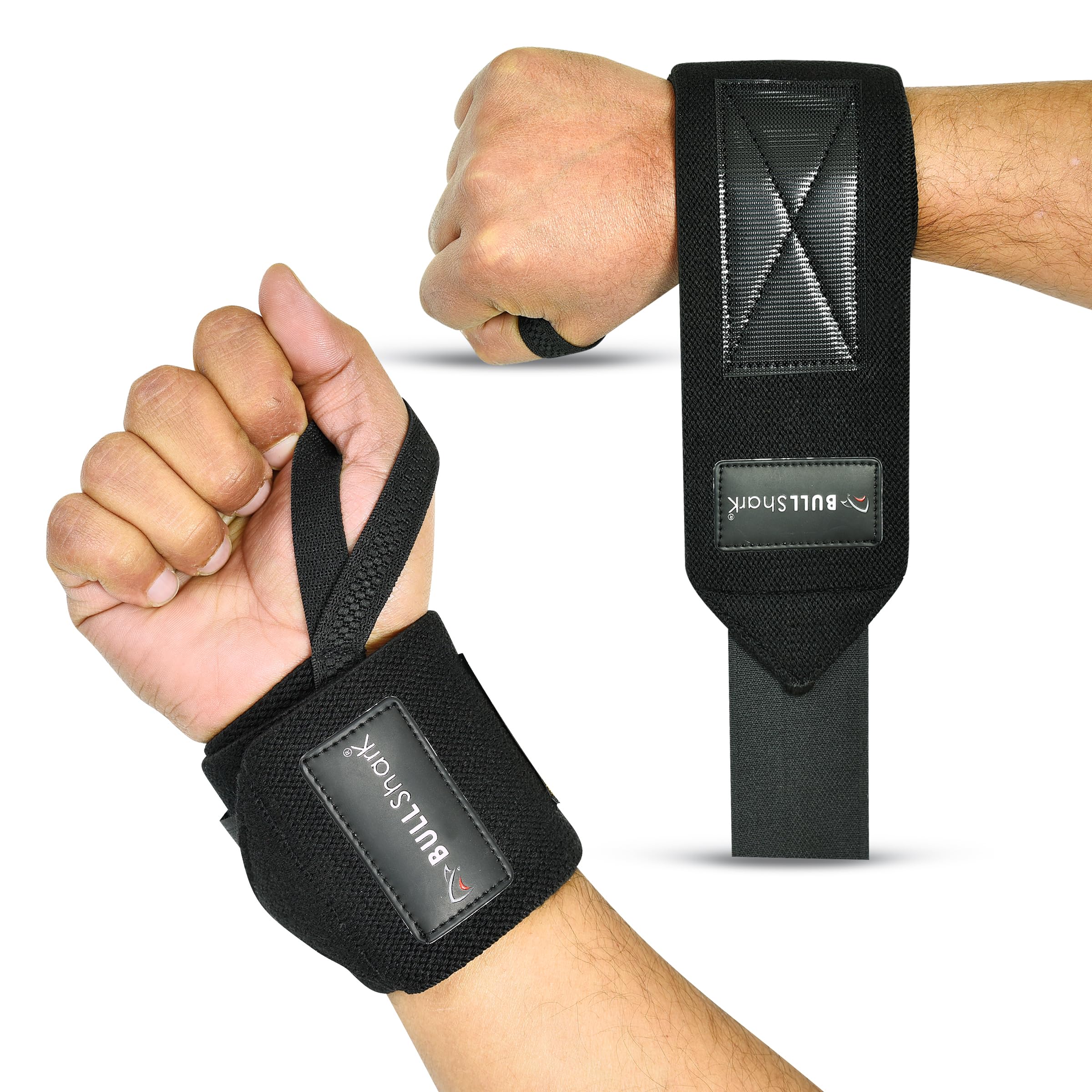 BULL Shark Premium Wrist Wraps for Weightlifting, 18inch Heavy Duty Wrist Straps for Men & Women