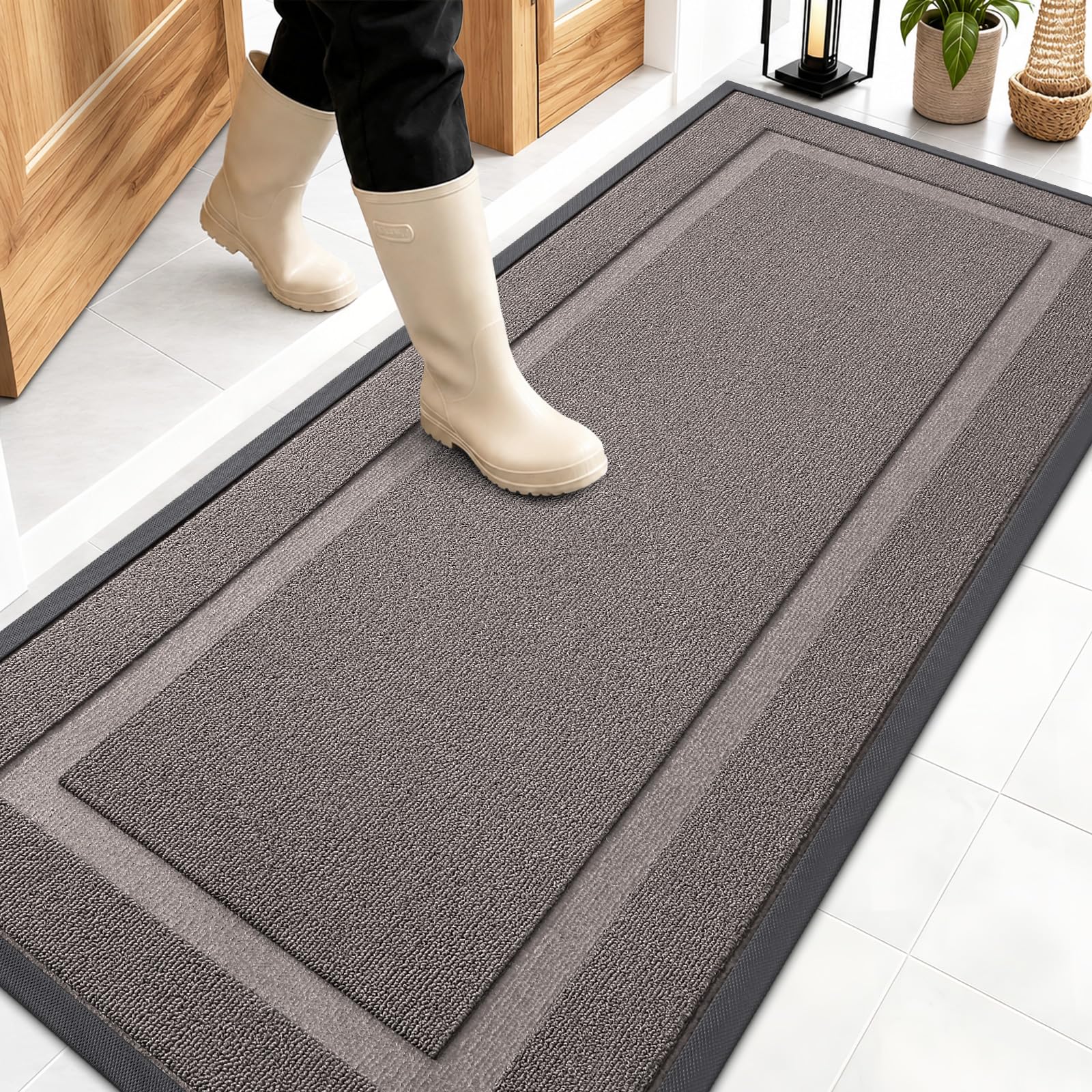 OLANLY Front Door Mat Outside 59x23, All-Season Heavy-Duty Rubber Doormat