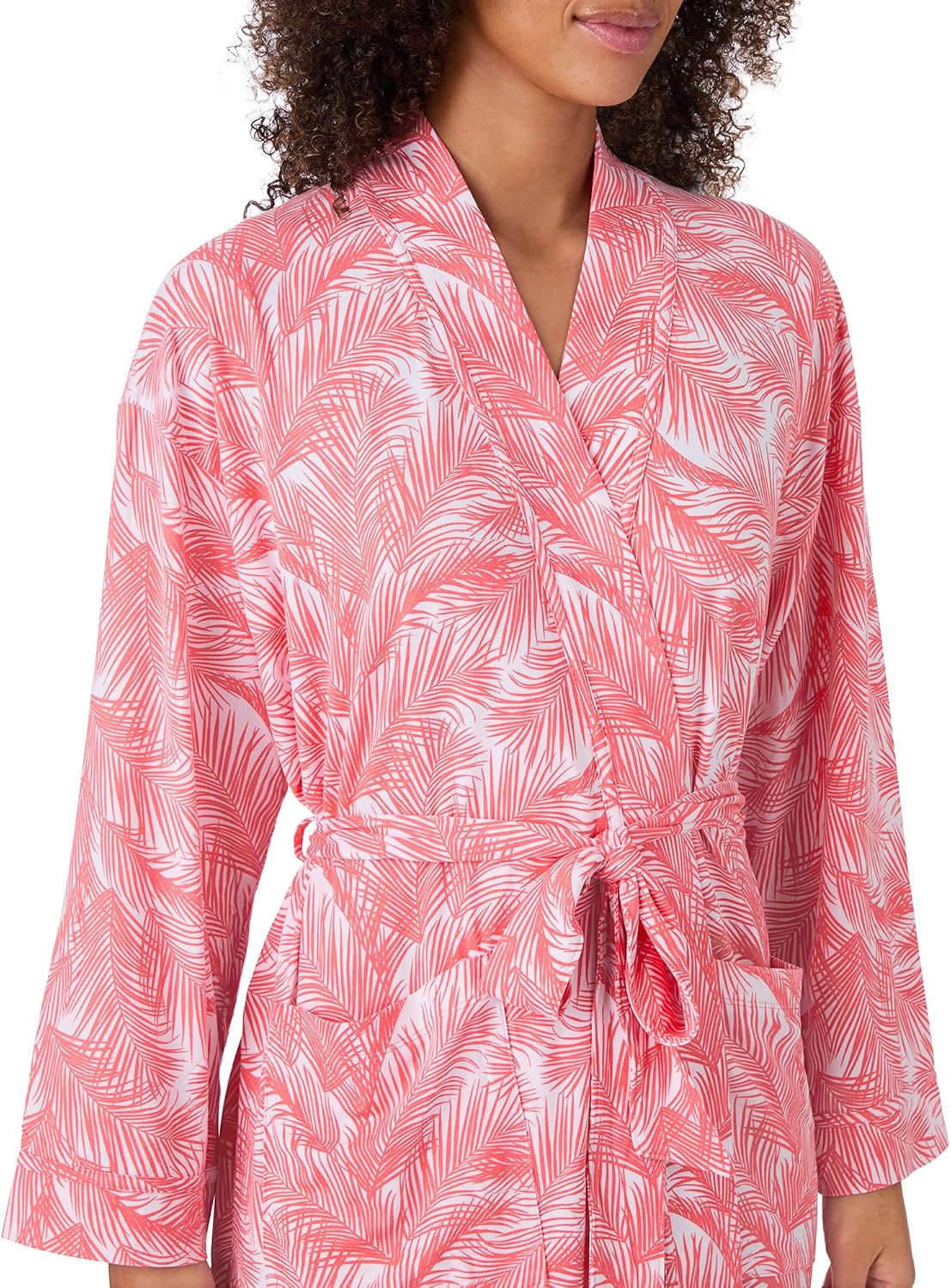 Tommy Bahama - Women's Short Wrap Robe, Long Sleeve Stretch Jersey Kimono with Pockets for Sleep or Lounge