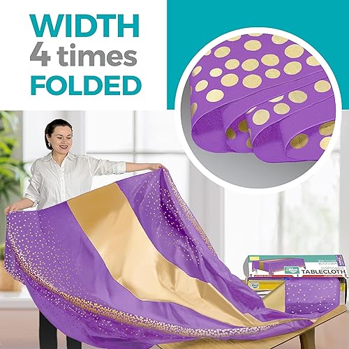 Miniatura 26 de Rollo de mantel de plástico negro de 54 x 100 pies con caja de cortador integrada, mantel desechable para fiestas, pícnic, eventos Negro,Rosa